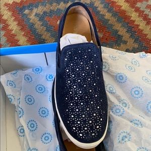 Slip on suede sneaker in midnight navy